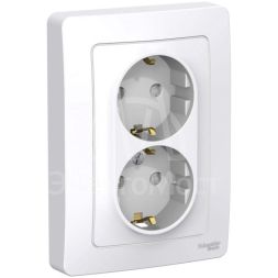 Розетка 2-м СП BLANCA 16А 250В защ. шторки с заземл. бел. SchE BLNRS001121