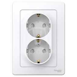 Розетка 2-м СП BLANCA 16А 250В защ. шторки с заземл. бел. SchE BLNRS001121
