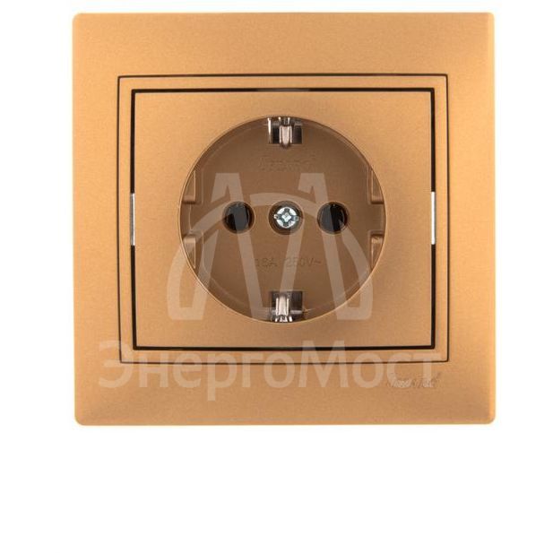 Розетка 1-м СП Мира керам. с заземл. метал. зол. LEZARD 701-1313-122