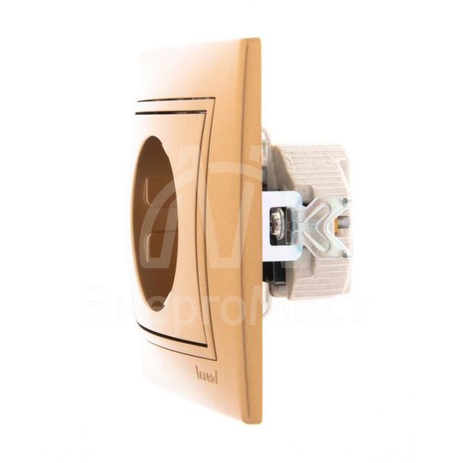 Розетка 1-м СП Мира керам. с заземл. метал. зол. LEZARD 701-1313-122