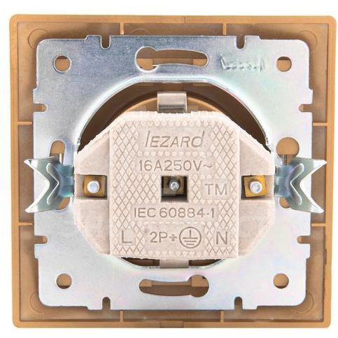 Розетка 1-м СП Мира керам. с заземл. метал. зол. LEZARD 701-1313-122