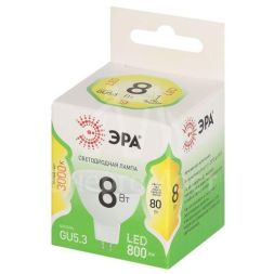 Лампа светодиодная GREEN LINE MR16-8W-830-GU5.3 GL 8Вт софит 3000К свет тепл. GU5.3 Эра Б0067082