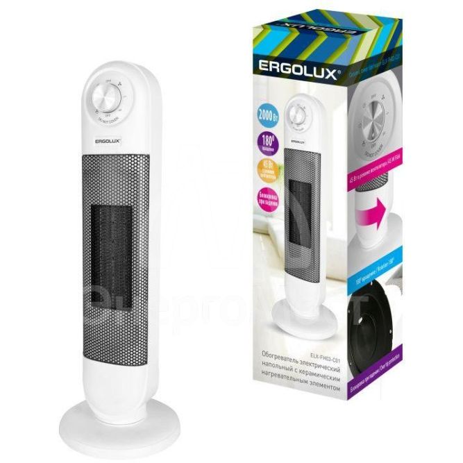 Тепловентилятор ELX-FH03-C01 PRO 220-240В 40/1000/2000Вт бел. Ergolux 14540