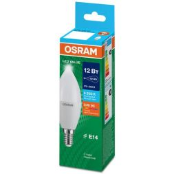 Лампа светодиодная LED G4 Value LVCLB100 12W/965 CRI95 12Вт 6500К 1200лм свеча матов. E14 170-250В OSRAM 4099854308727