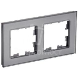 Рамка 2-м BRITE РУ-2-2-БрСе стекло сер. IEK BR-M22-G-K03