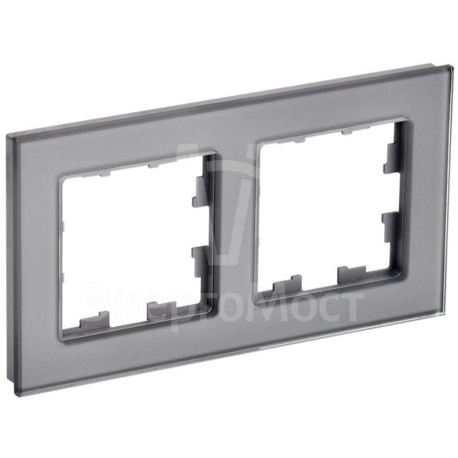Рамка 2-м BRITE РУ-2-2-БрСе стекло сер. IEK BR-M22-G-K03