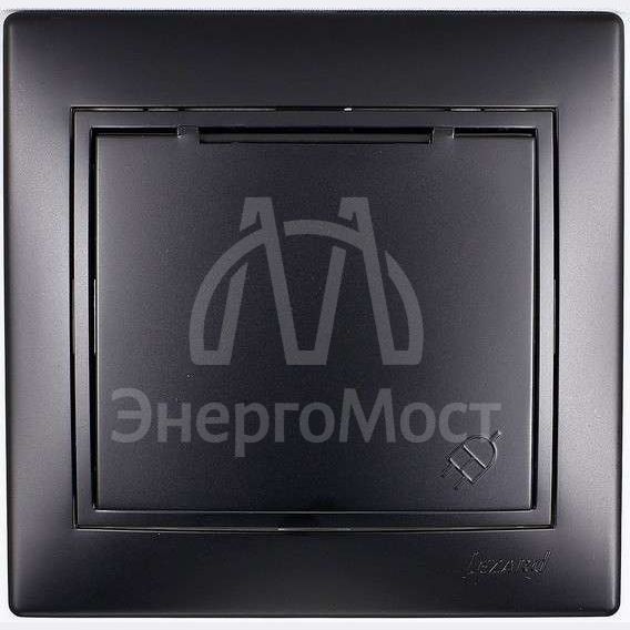 Розетка 1-м СП Мира с защ. крышкой керам. с заземл. черн. бархат LEZARD 701-4242-123