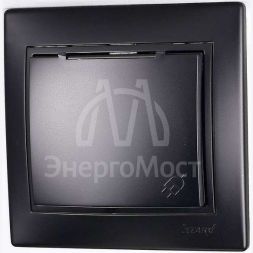 Розетка 1-м СП Мира с защ. крышкой керам. с заземл. черн. бархат LEZARD 701-4242-123