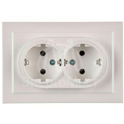 Розетка 2-м СП BRITE РС12-3-БрЖ 16А в сборе с заземл. без защ. шторок жемчуж. IEK BR-R21-16-K36-F