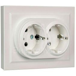 Розетка 2-м СП BRITE РС12-3-БрЖ 16А в сборе с заземл. без защ. шторок жемчуж. IEK BR-R21-16-K36-F