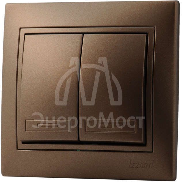 Выключатель 2-кл. СП Мира 10А IP20 со вставкой свет. корич. перламутр LEZARD 701-3131-101