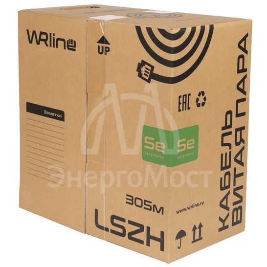 Кабель витая пара неэкранир. U/UTP кат.5E 4 пары 0.48мм ож внутр. LSZH нг(А)-HF WR-UTP-4P-C5E-L-LSZH-GY сер. (уп.305м) WRLine 505756