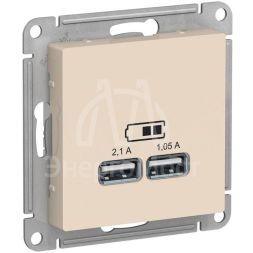 Механизм розетки USB AtlasDesign 5В 1порт х 2.1А 2порта х 1.05А беж. SchE ATN000233