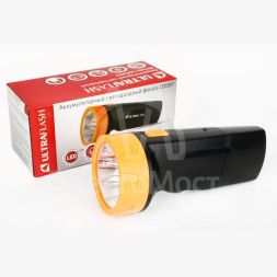 Фонарь LED 3827 (аккум. 220В черн./желт. 5 LED SLA пласт. коробка) Ultraflash 11241