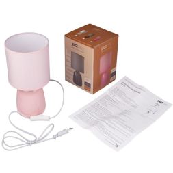 Светильник настольный JH2-02-pk E14 IP20 130х130х255мм керамика; ткань; PVC-пластик роз. JazzWay 5062337