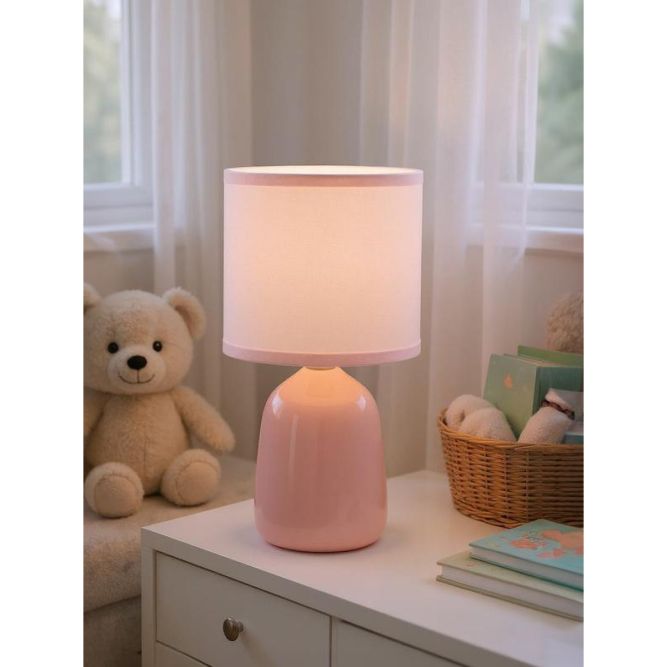 Светильник настольный JH2-02-pk E14 IP20 130х130х255мм керамика; ткань; PVC-пластик роз. JazzWay 5062337