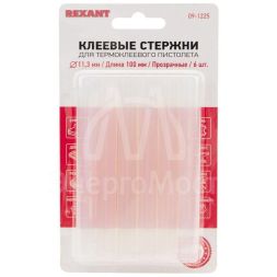 Стержень клеевой d11мм L100мм прозр. (блист.6шт) Rexant 09-1225