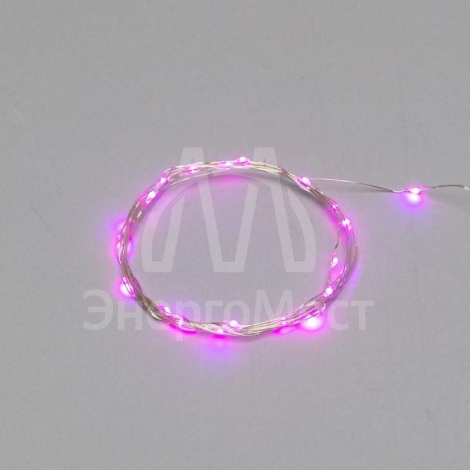 Гирлянда &amp;quot;Роса&amp;quot; (батарейки 3хААА в компл.) 2м 20LED роз. прозр. провод 2Вт 4.5В IP20 NEON-NIGHT 303-007