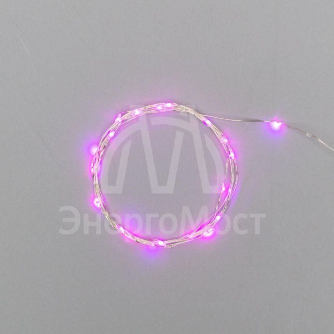 Гирлянда &amp;quot;Роса&amp;quot; (батарейки 3хААА в компл.) 2м 20LED роз. прозр. провод 2Вт 4.5В IP20 NEON-NIGHT 303-007