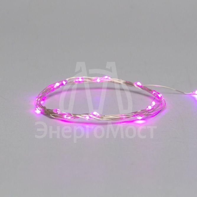 Гирлянда &amp;quot;Роса&amp;quot; (батарейки 3хААА в компл.) 2м 20LED роз. прозр. провод 2Вт 4.5В IP20 NEON-NIGHT 303-007