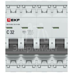 Выключатель автоматический модульный 4п 32А C 4.5кА ВА 47-63N PROxima EKF M634432C