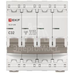 Выключатель автоматический модульный 4п 32А C 4.5кА ВА 47-63N PROxima EKF M634432C
