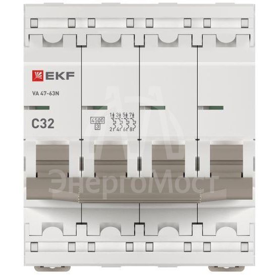 Выключатель автоматический модульный 4п 32А C 4.5кА ВА 47-63N PROxima EKF M634432C
