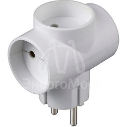 Разветвитель 3-м Т-образный без заземл. 10А 2200Вт 250В бел. DОМТОК 2662
