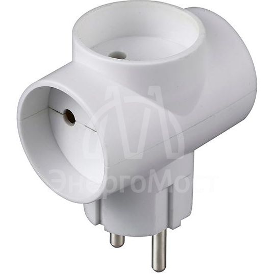 Разветвитель 3-м Т-образный без заземл. 10А 2200Вт 250В бел. DОМТОК 2662