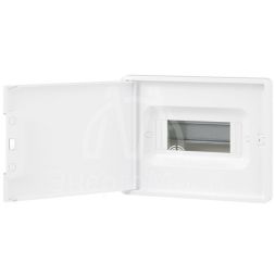 Щиток встраиваемый FRAME 8мод. с бел. дверцей с 2 шинами PEN на 6 и 8 отверст. бел. DKC F08B1WW