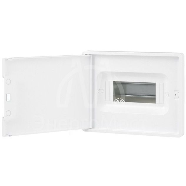 Щиток встраиваемый FRAME 8мод. с бел. дверцей с 2 шинами PEN на 6 и 8 отверст. бел. DKC F08B1WW