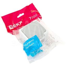 Розетка 1-м ОП Мурманск 16А IP54 с заземл. защ. шторки с крышкой сер. EKF EFR16-029-30-54