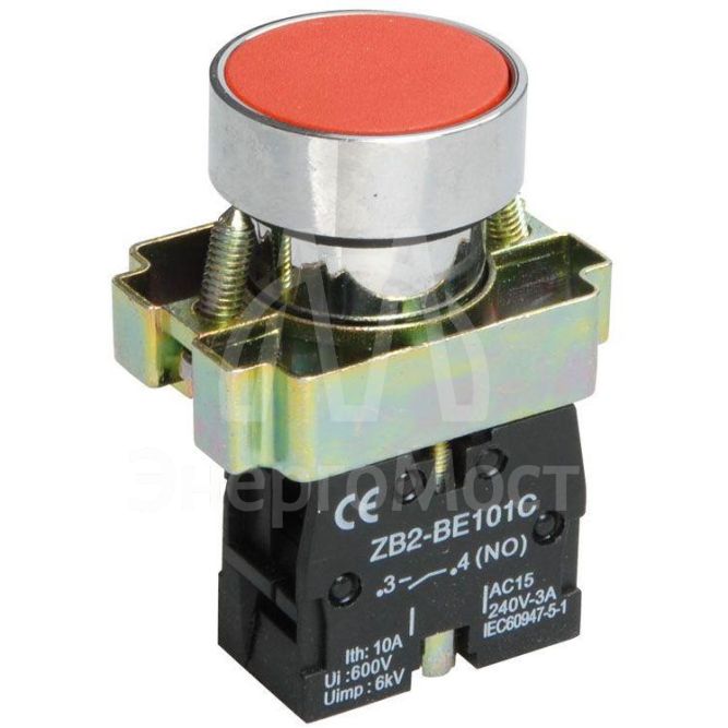 Кнопка LAY5-BA41 без подсветки красн. 1з IEK BBT60-BA-K04