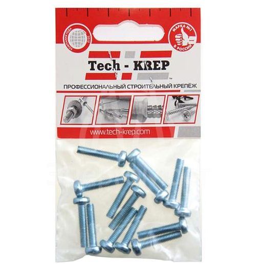 Винт М4х20 с полукруглой головкой цинк. DIN 7985 (уп.14шт) пакет Tech-Krep 126569