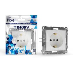 Розетка 1-м СП Pixel 16А IP20 с заземл. механизм бел. TOKOV ELECTRIC TKE-PX-R1Z-C01