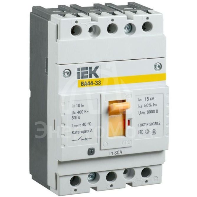 Выключатель автоматический 3п 80А 15кА ВА44 33 IEK SVA4410-3-0080