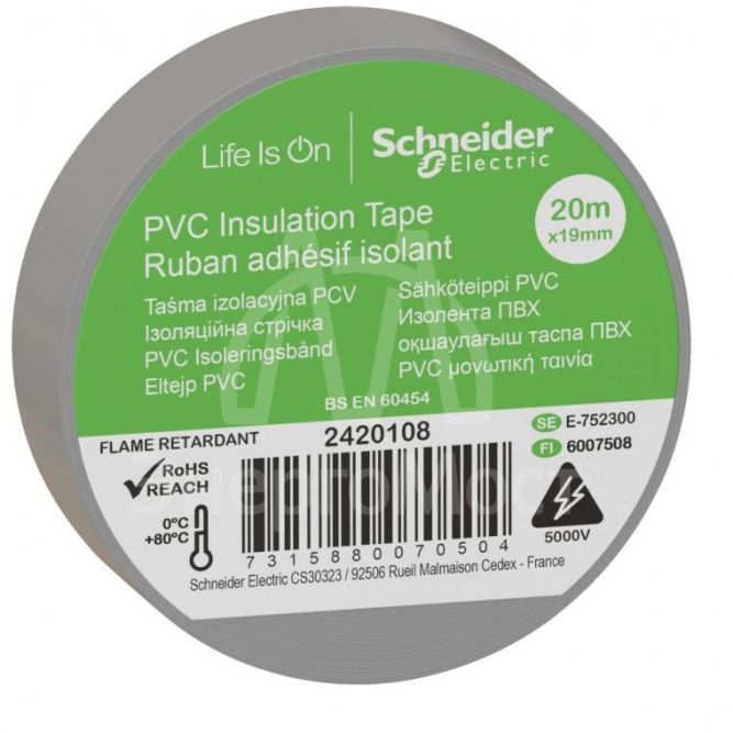 Изолента ПВХ 19мм (рул.20м) сер. SchE IMT38208