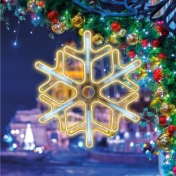 Фигура &amp;quot;Снежинка&amp;quot; из гибкого неона 60х60см тепл. бел./бел. эффект тающих сосулек Neon-Night 501-226