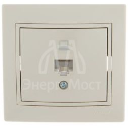 Розетка компьютерная 1-м СП Мира RJ45 крем/крем LEZARD 701-0303-139