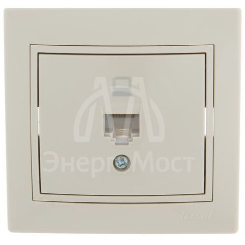 Розетка компьютерная 1-м СП Мира RJ45 крем/крем LEZARD 701-0303-139
