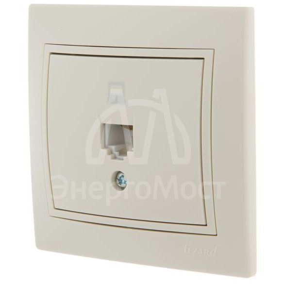 Розетка компьютерная 1-м СП Мира RJ45 крем/крем LEZARD 701-0303-139