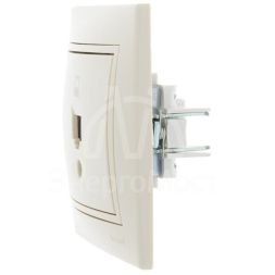 Розетка компьютерная 1-м СП Мира RJ45 крем/крем LEZARD 701-0303-139