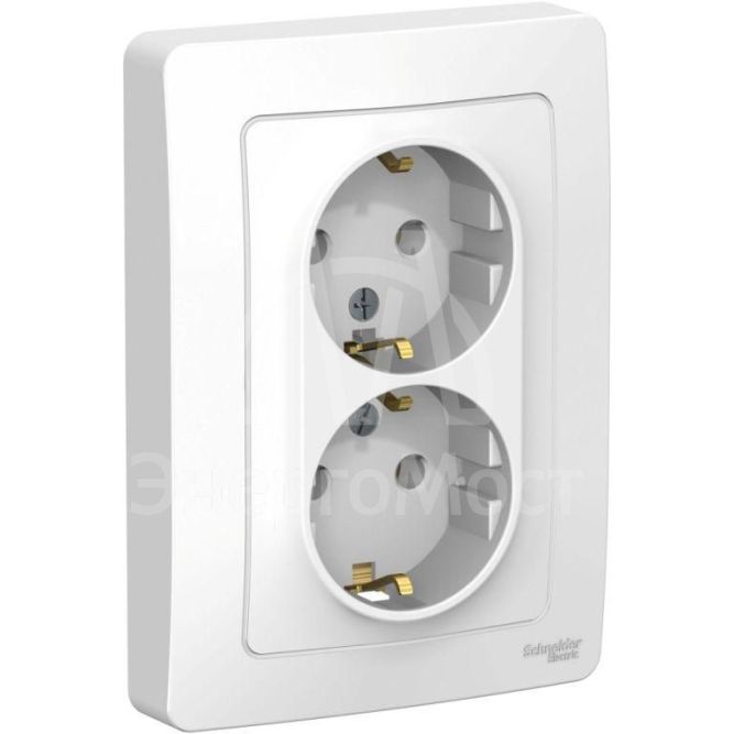 Розетка 2-м СП BLANCA 16А 250В без шторок с заземл. бел. SchE BLNRS001021