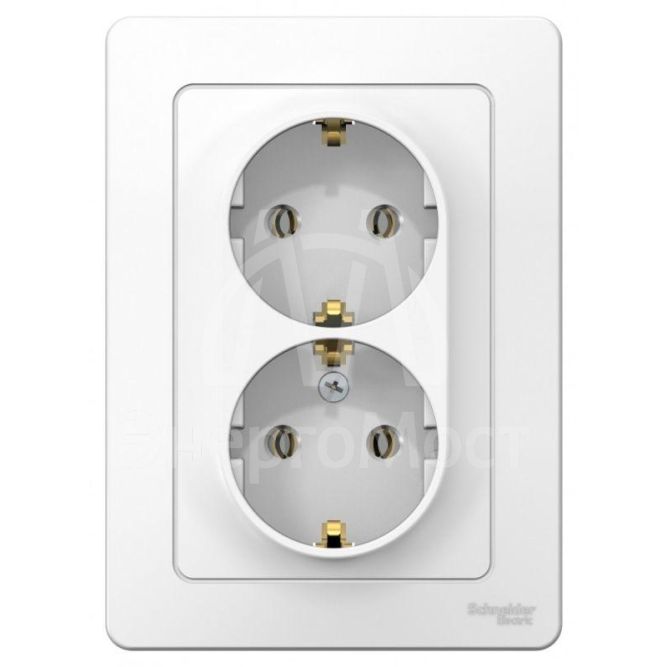 Розетка 2-м СП BLANCA 16А 250В без шторок с заземл. бел. SchE BLNRS001021