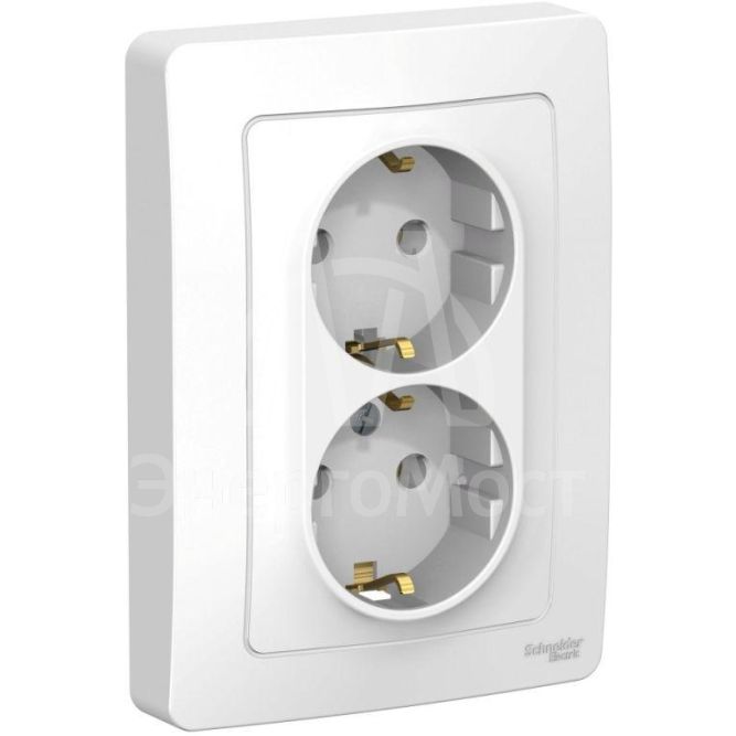 Розетка 2-м СП BLANCA 16А 250В без шторок с заземл. бел. SchE BLNRS001021
