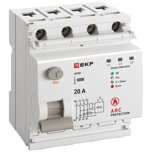 Устройство защиты от дугового пробоя (УЗДП) 3P+N 20А PROxima EKF afdd-4-20-pro