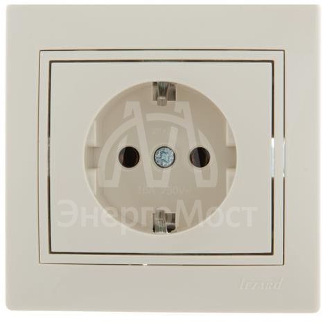 Розетка 1-м СП Мира керам. с заземл. крем/крем. LEZARD 701-0303-122