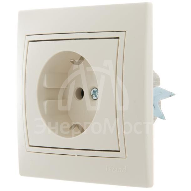 Розетка 1-м СП Мира керам. с заземл. крем/крем. LEZARD 701-0303-122