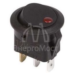 Выключатель клавишный круглый 12В 16А (3с) ON-OFF черн. с красн. подсветкой (RWB-215 MIRS-101Е-8С/D) Rexant 36-2580