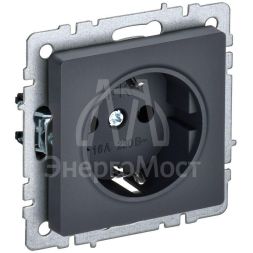 Розетка 1-м СП BRITE РС11-1-0-БрГ 16А с заземл. без защ. шторки графит IEK BR-R11-16-K53